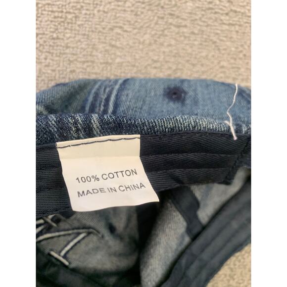 Nyc Men's One Size Blue Denim Distressed Baseball Hat - Picture 3 of 7